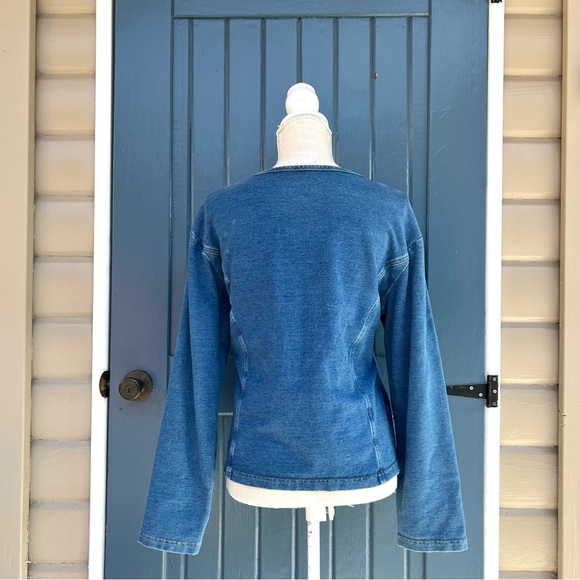 J.Jill Denim Sweatshirt V Neck with Women Size Small - Picture 3 of 7